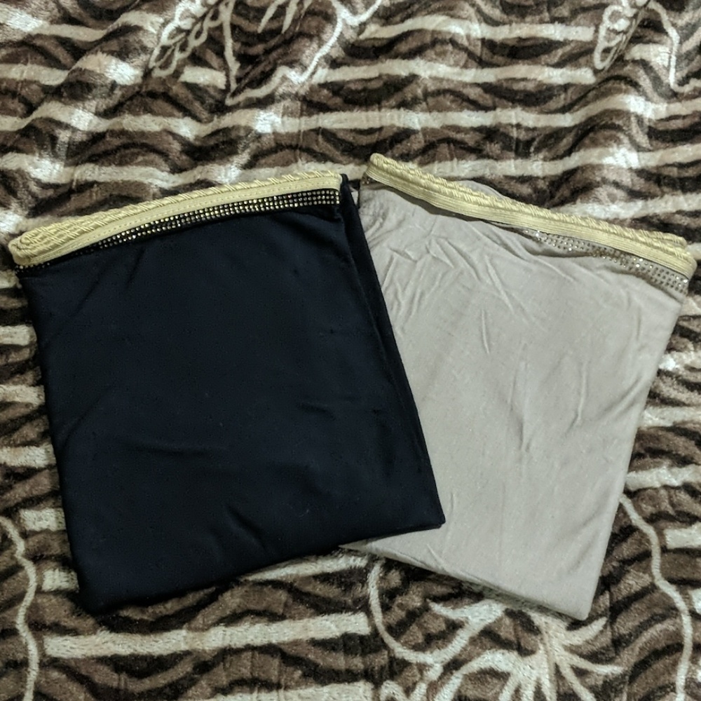 🌷Black scarf w/gold trim & tan scarf w/ gold trim